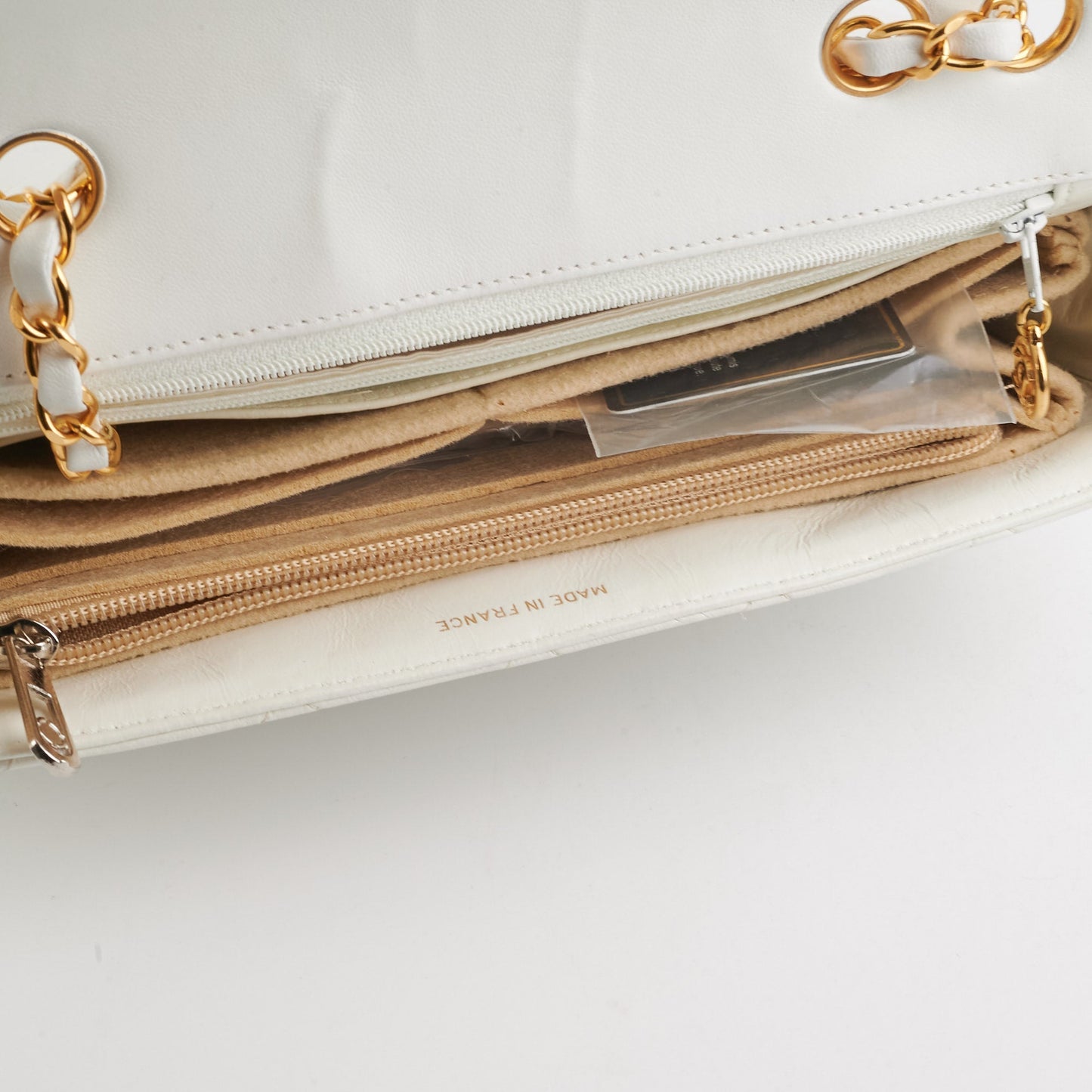 Chanel Quilted  Flap White 24K Gold