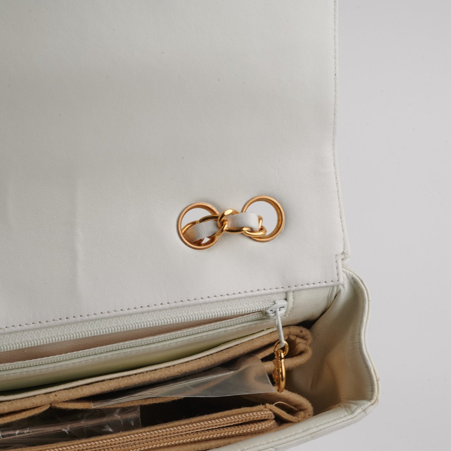 Chanel Quilted  Flap White 24K Gold