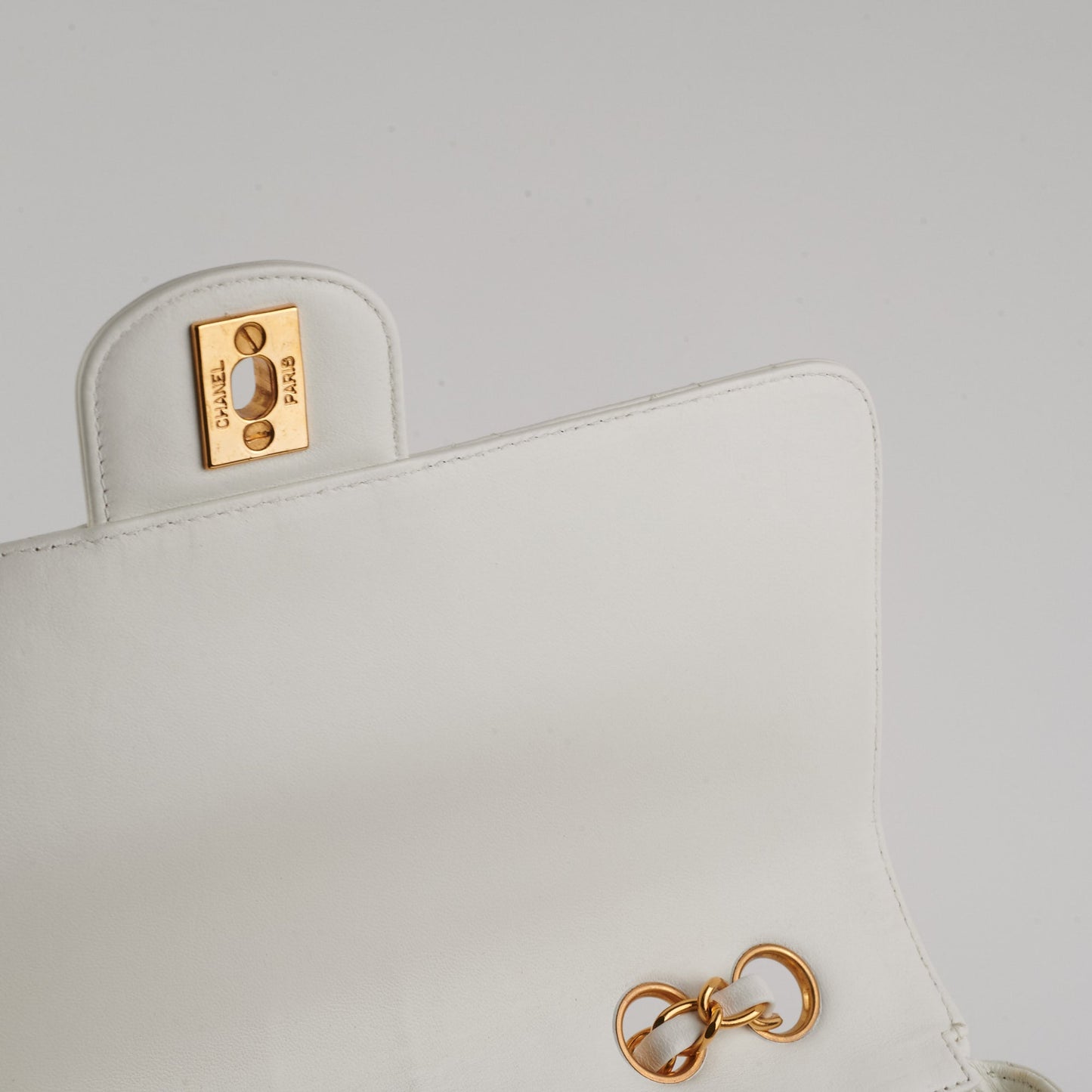 Chanel Quilted  Flap White 24K Gold