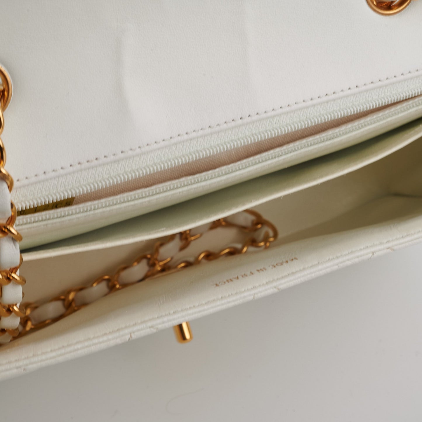 Chanel Quilted  Flap White 24K Gold