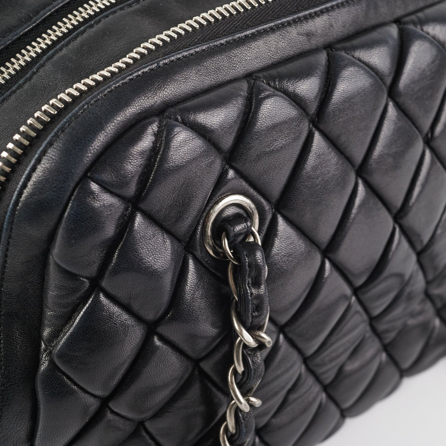 Chanel Quilted Bowling Handbag Black