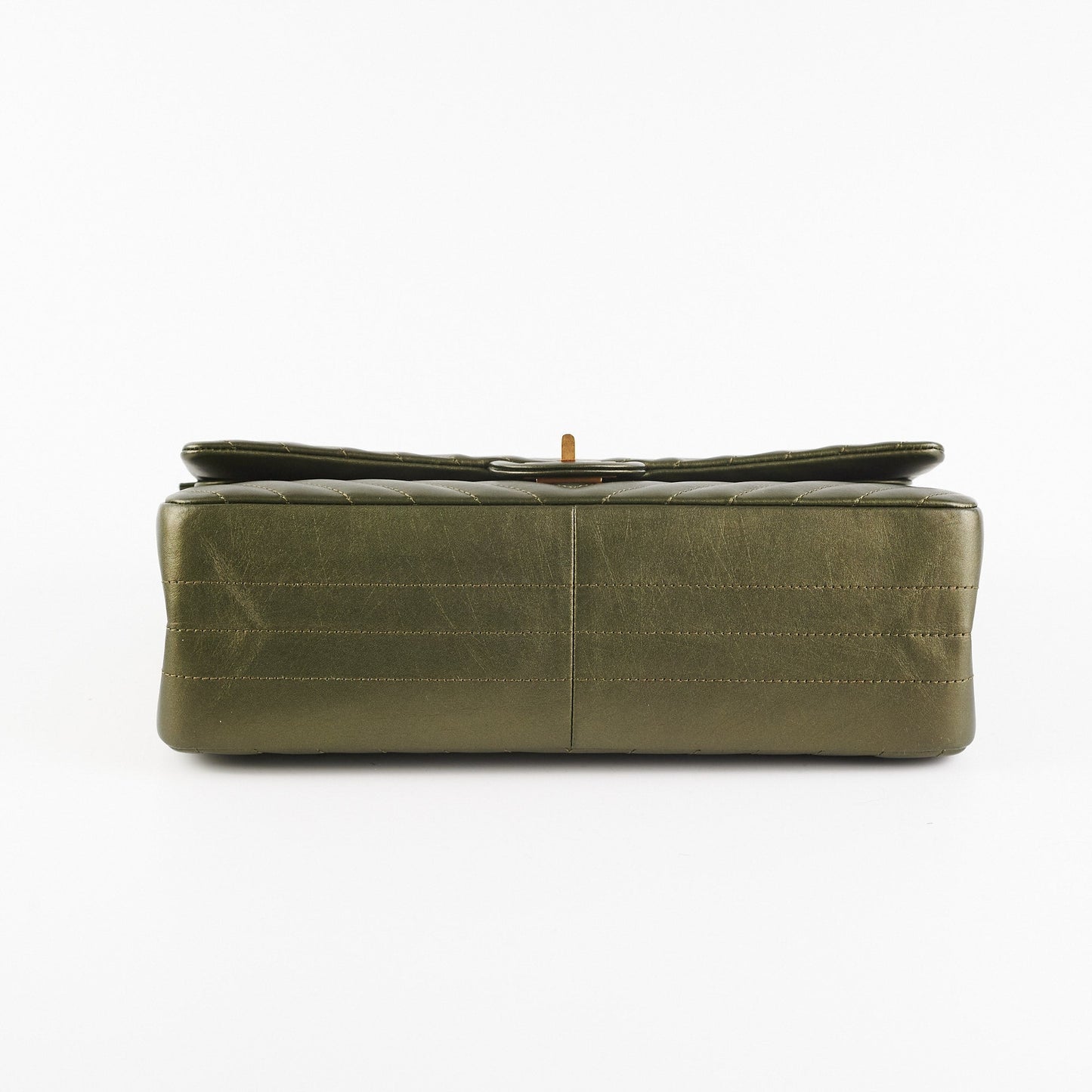 Chanel Chevron Reissue 226 Medium Khaki Green Metallic