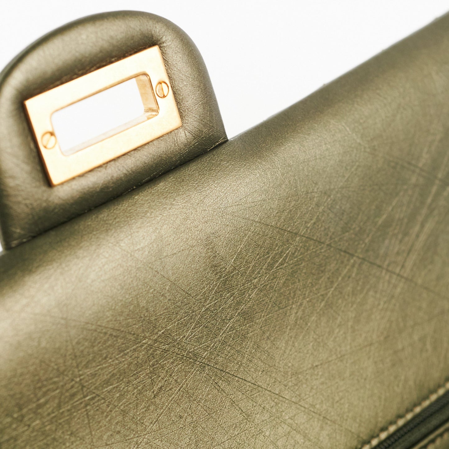 Chanel Chevron Reissue 226 Medium Khaki Green Metallic
