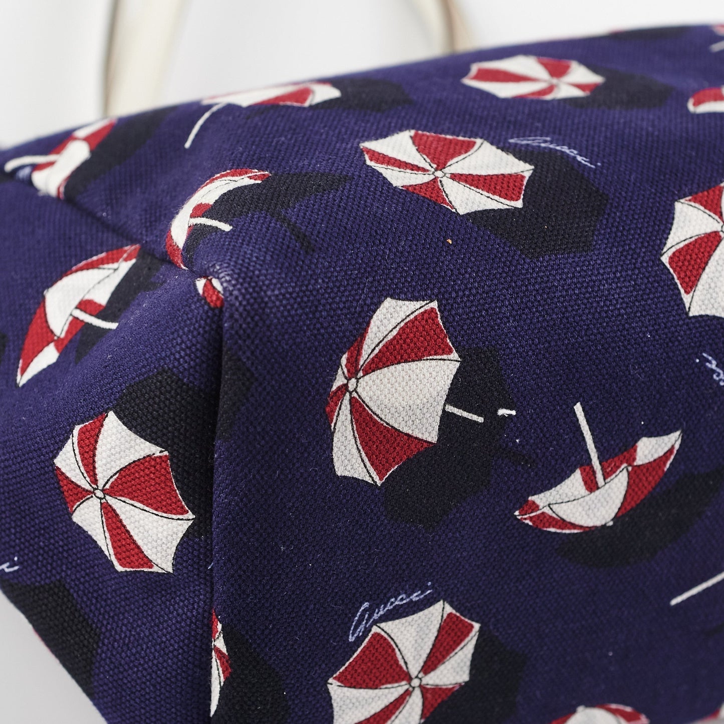 Gucci Nylon Tote Bag Umbrellas Navy Blue