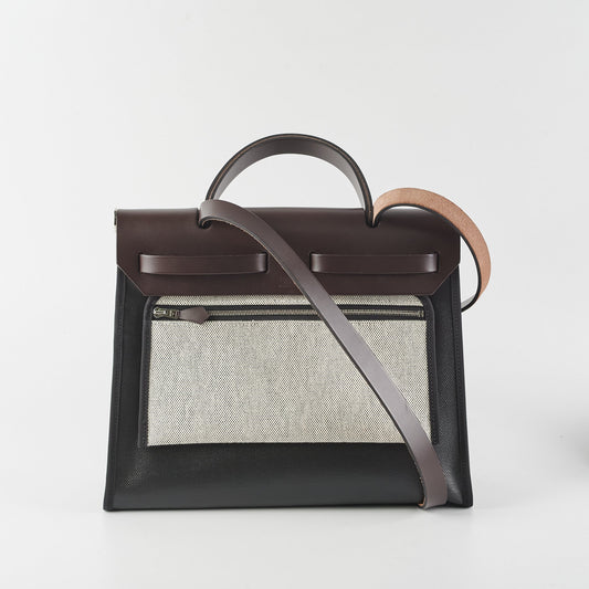 Hermes Herbag 31 Noir/Ebene Toile Berline Stamp Z (2021)