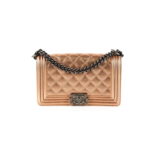 Chanel Boy Bag Perforated Rose Gold