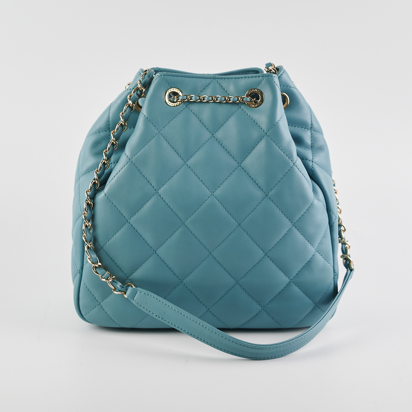 ITEM 16 - Chanel Drawstring Bucket Bag Light Blue