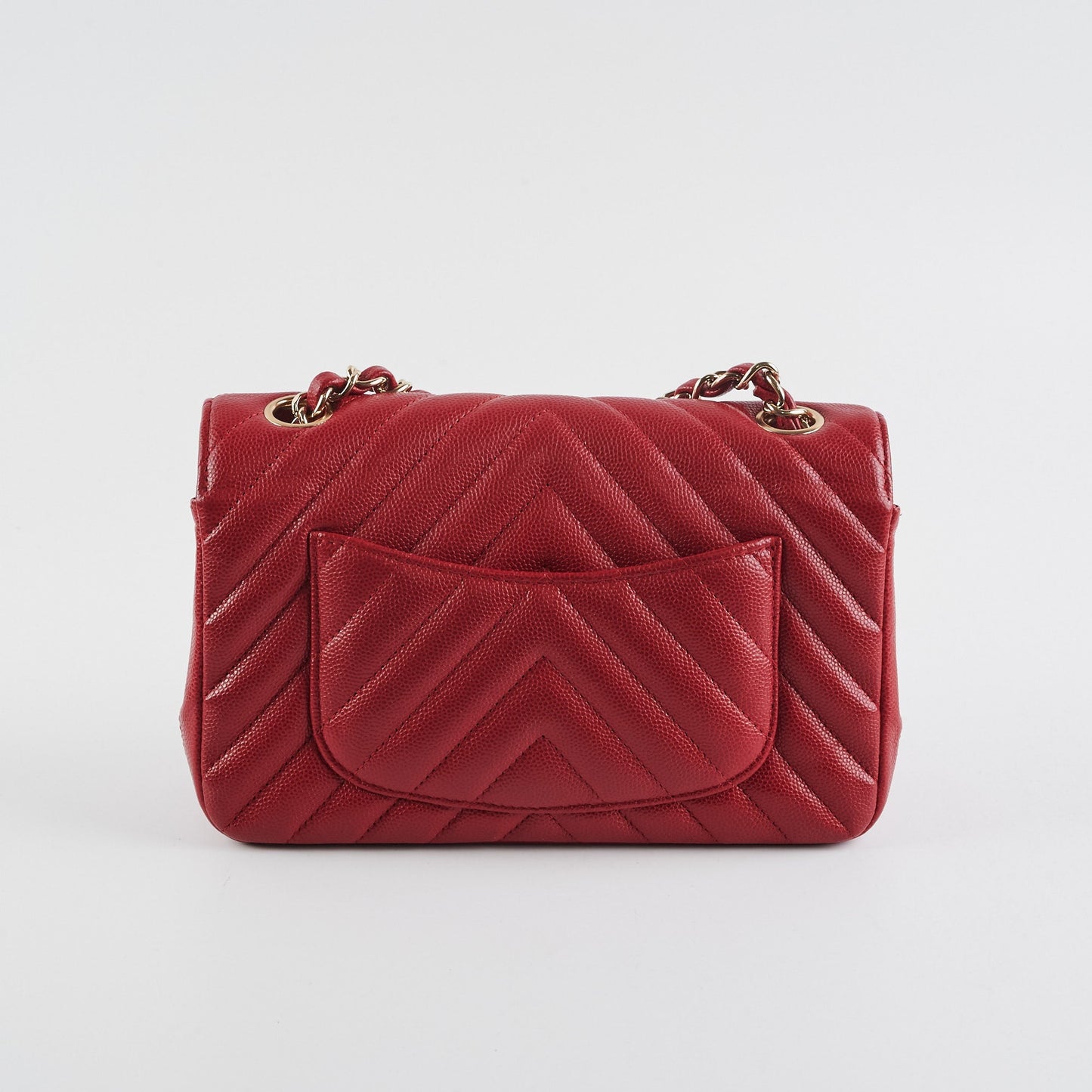 Chanel 18B Chevron Rectangular Mini Red