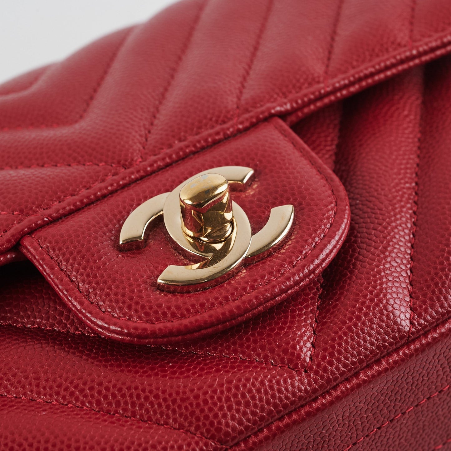 Chanel 18B Chevron Rectangular Mini Red