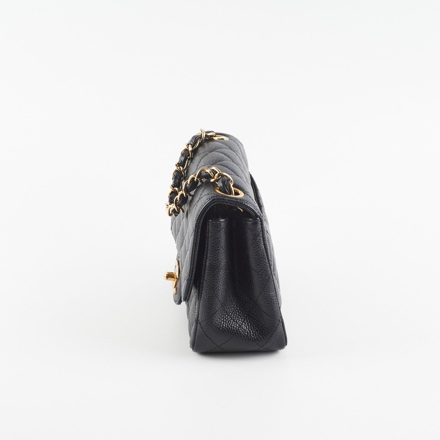 Chanel Caviar Mini Square 24k gold Black