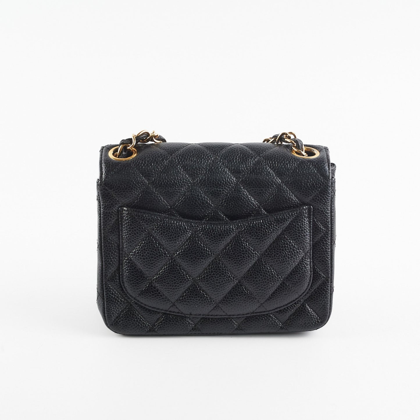 Chanel Caviar Mini Square 24k gold Black