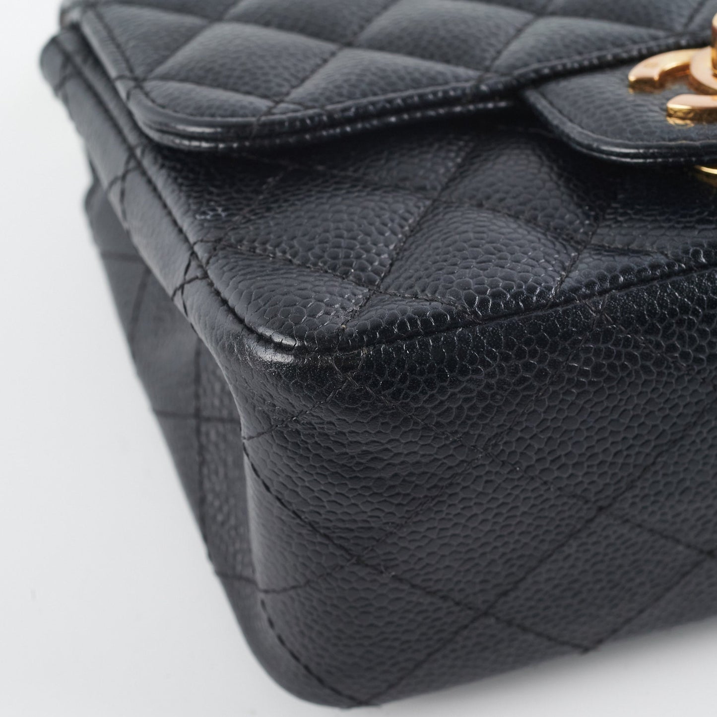 Chanel Caviar Mini Square 24k gold Black