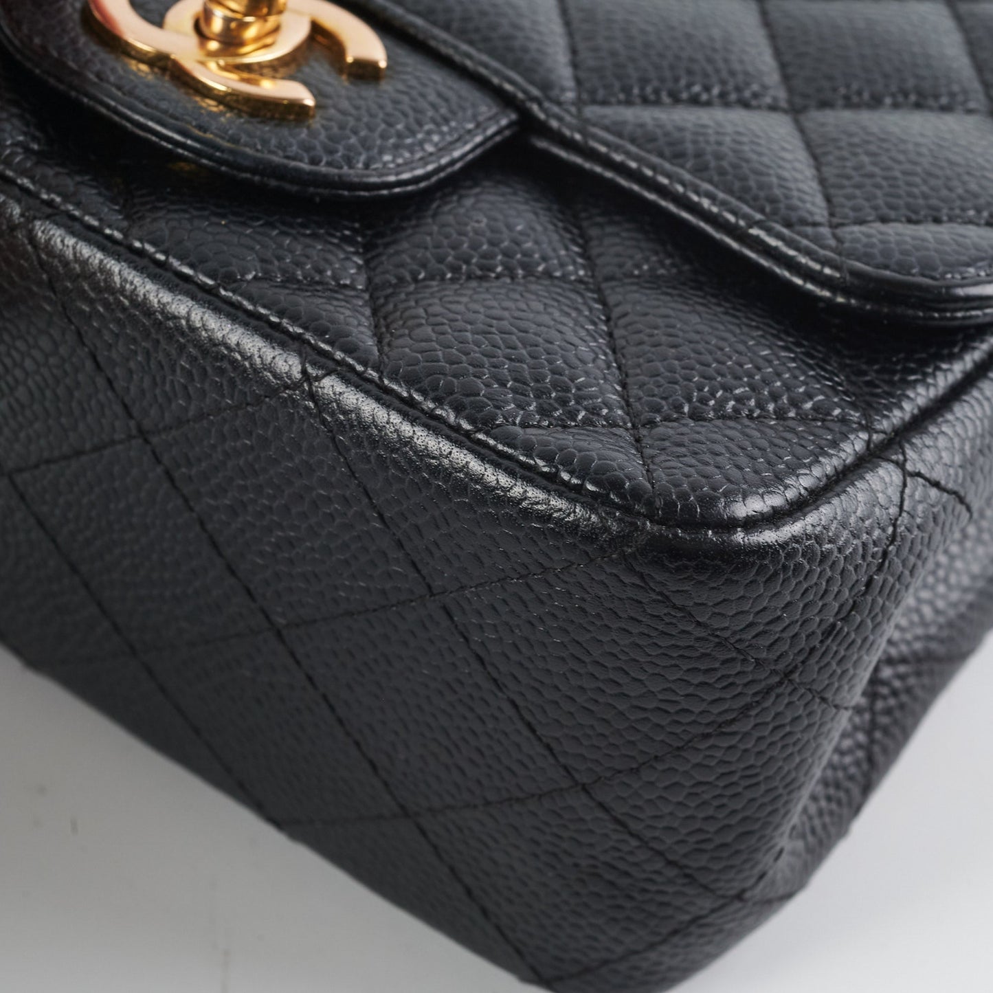Chanel Caviar Mini Square 24k gold Black