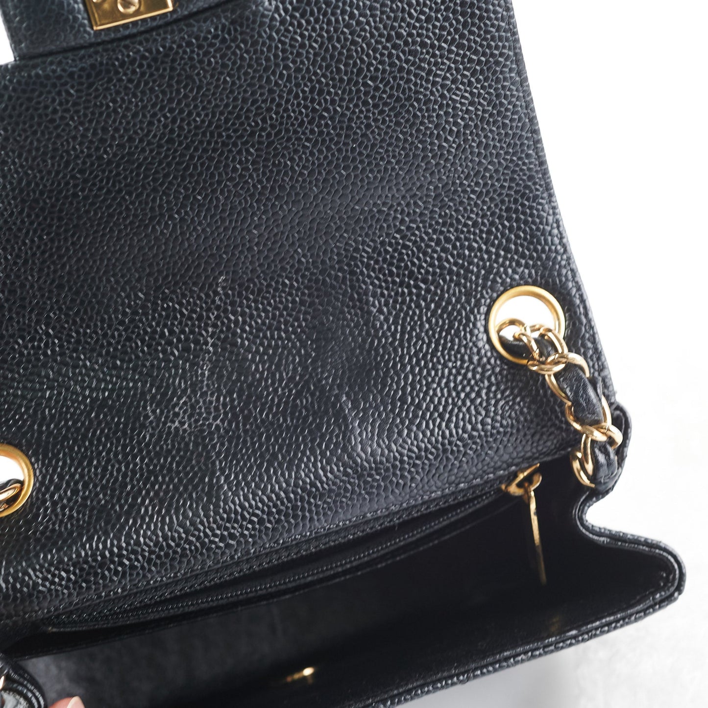 Chanel Caviar Mini Square 24k gold Black