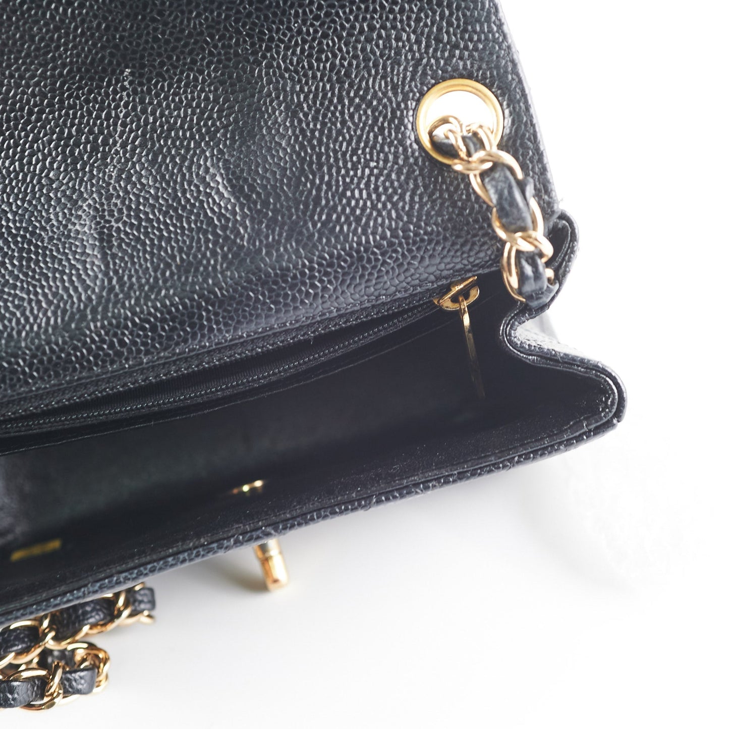 Chanel Caviar Mini Square 24k gold Black
