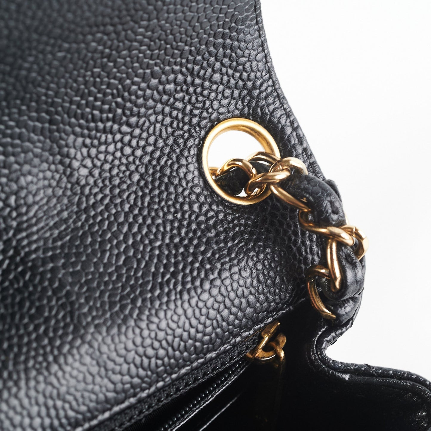 Chanel Caviar Mini Square 24k gold Black