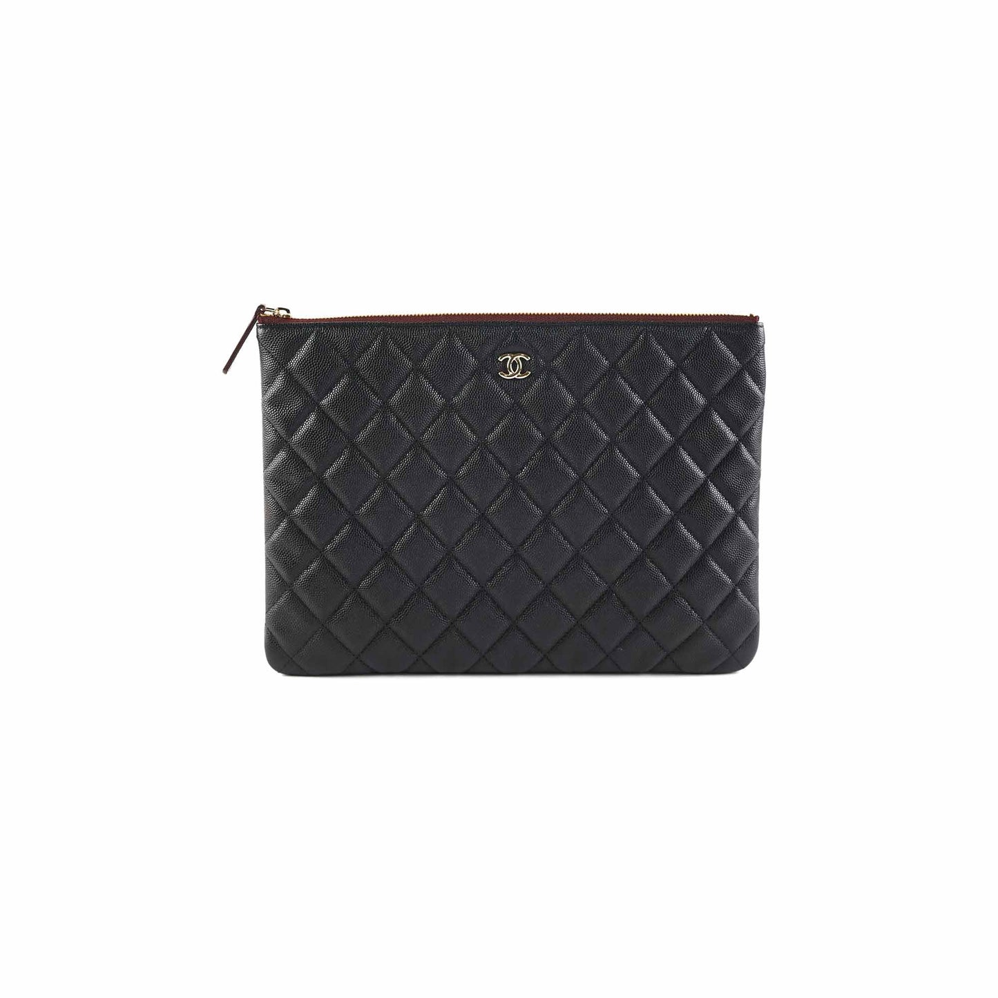 Chanel Medium O case Pouch Clutch Caviar Black