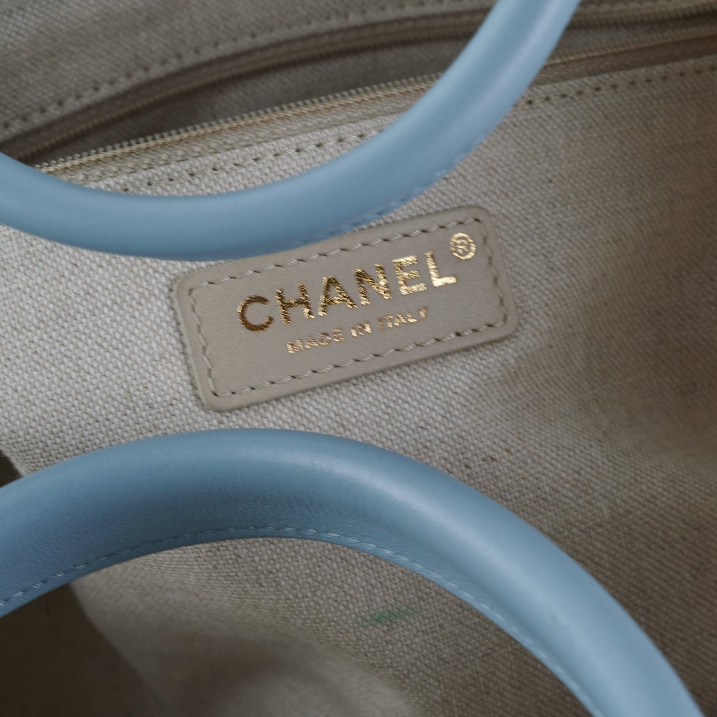 Chanel Deauville Shopping Bag Beige/Blue Microchipped