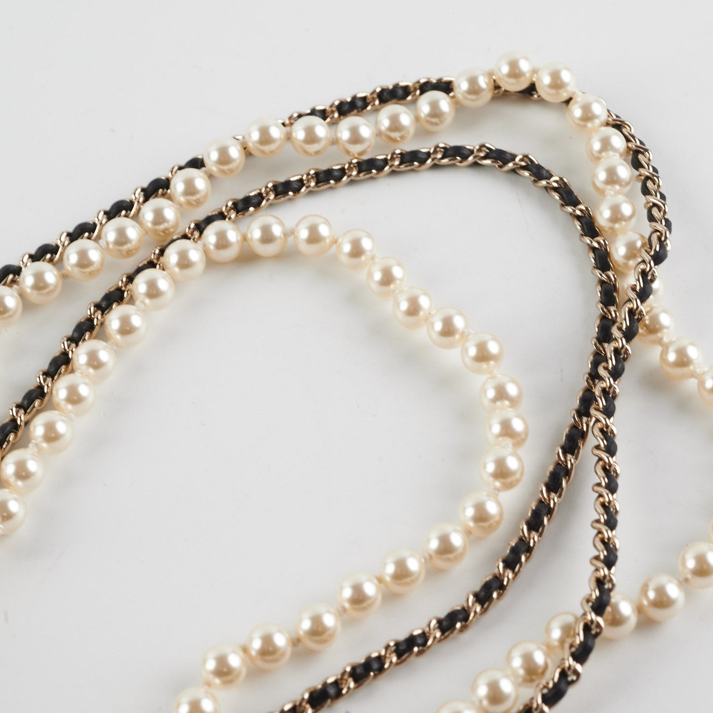 Chanel Flap Bag with Chain Pearls Costume Jewellery