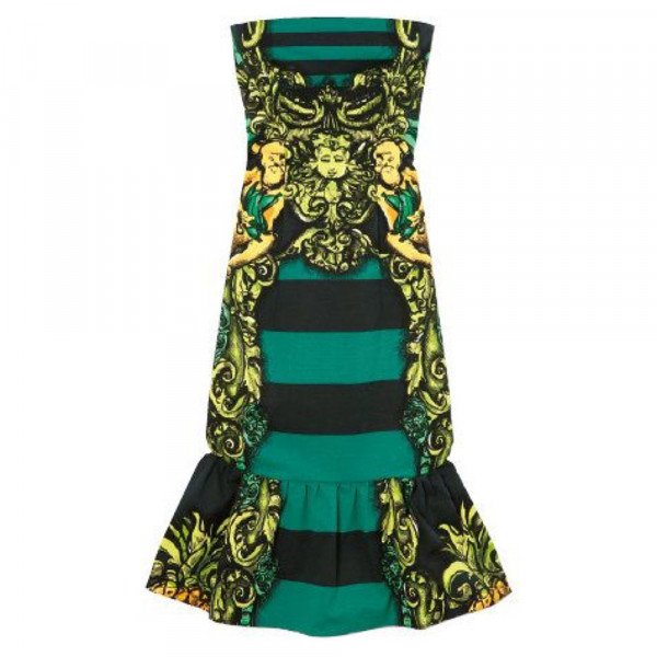 PRADA BAROQUE STRIPE STRAPLESS DRESS