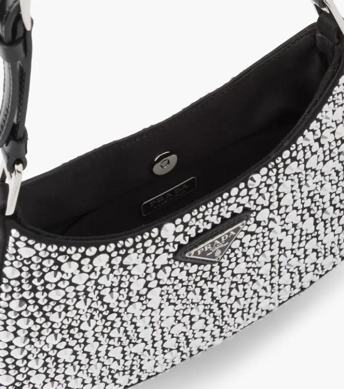 PRADA CLEO SATIN CRYSTAL SHOULDER BAG
