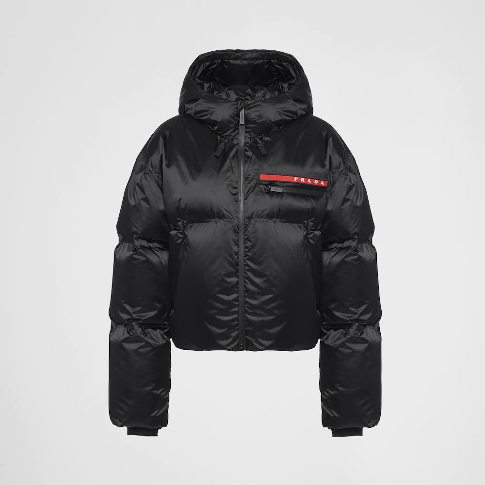 PRADA CROPPED TECHNICAL NYLON DOWN JACKET