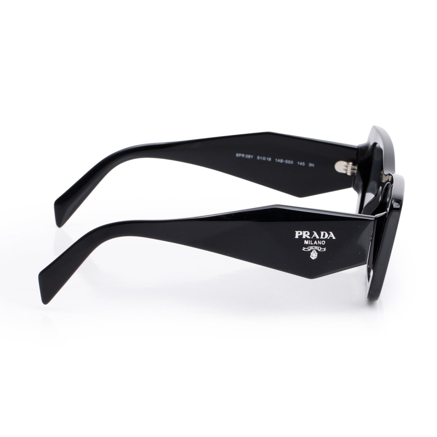 PRADA SPR 08Y Black Acetate Cat-Eye Symbole Sunglasses