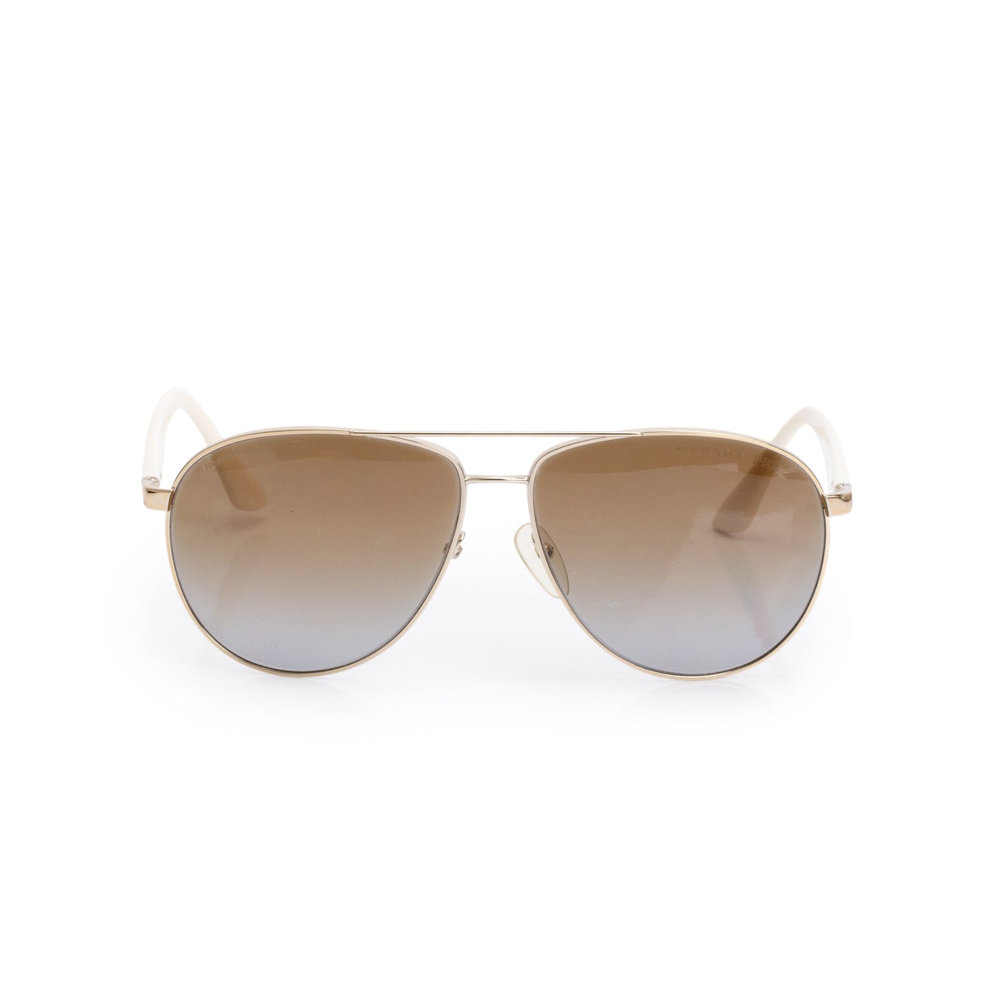 PRADA SPR 53Q White Acetate Aviator Symbole Sunglasses
