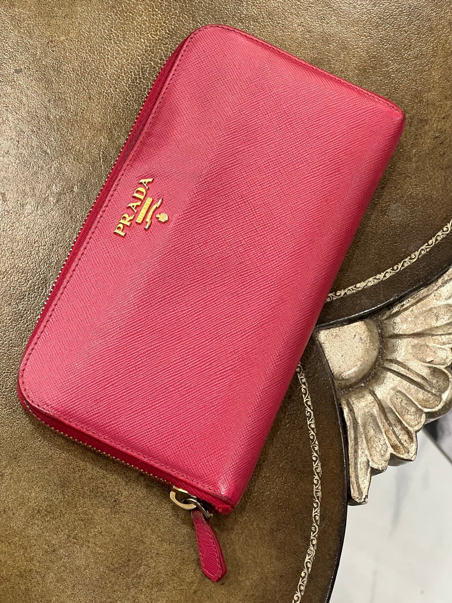 PRADA SAFFIANO LEATHER ZIP AROUND WALLET