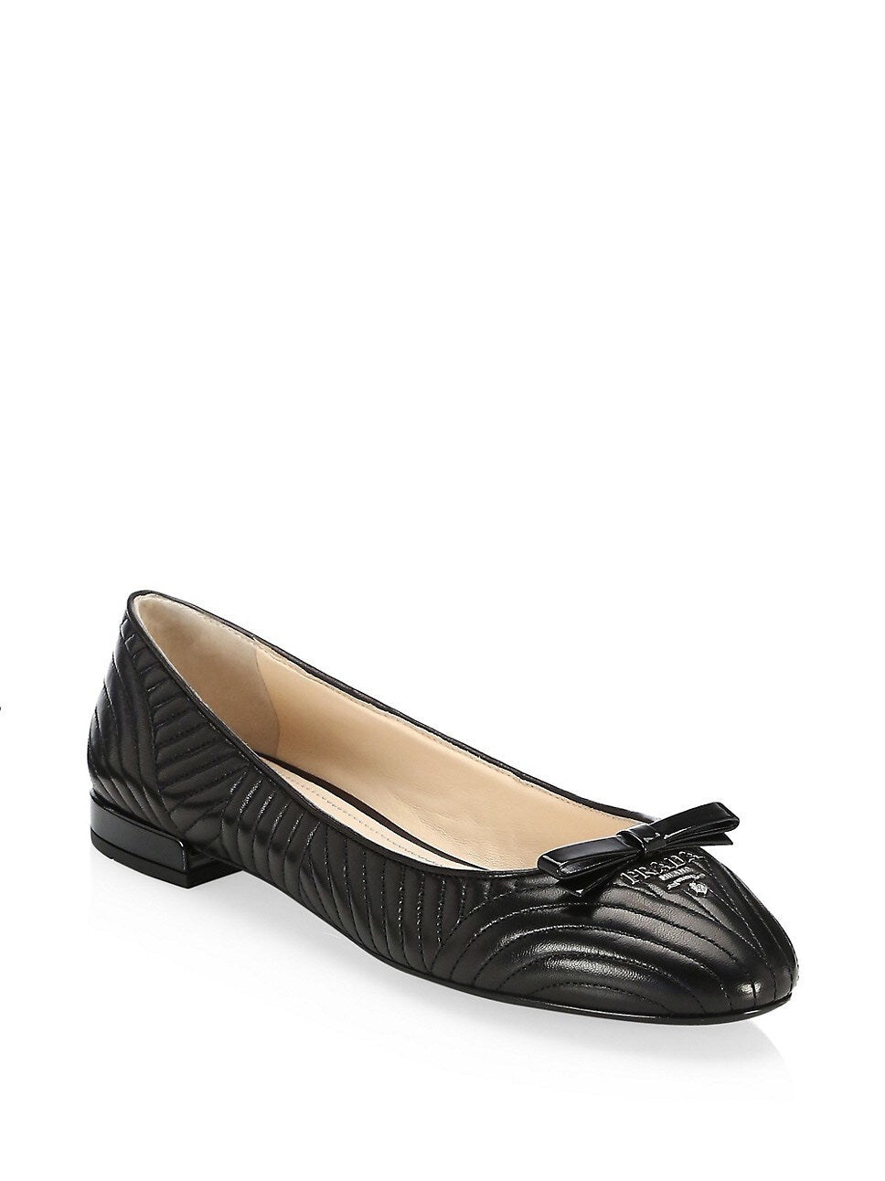 PRADA TEXTURED LEATHER BALLET FLATS
