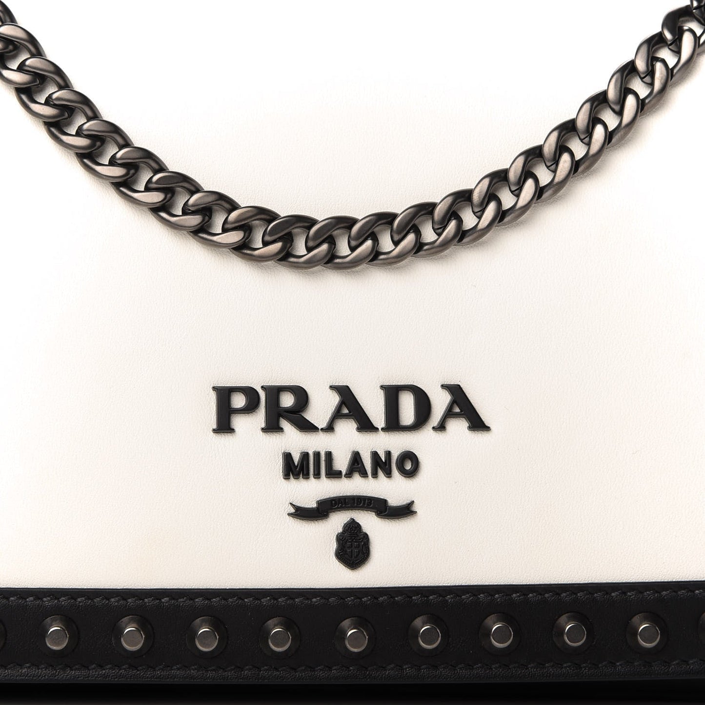 PRADA VITELLO STUDDED CALFSKIN LEATHER CROSSBODY BAG