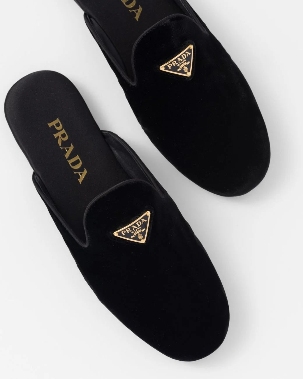 PRADA VELVET LOGO MULES
