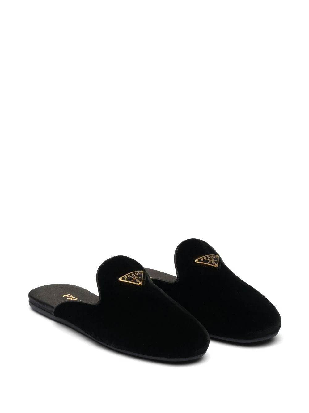 PRADA VELVET LOGO MULES