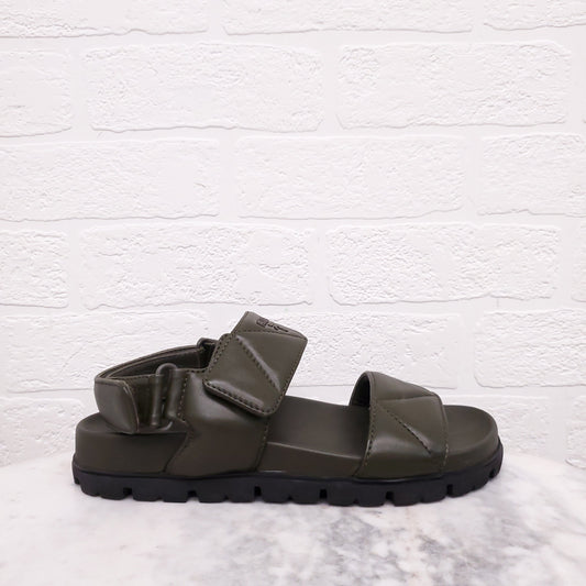 PRADA LOGO GREEN DAD SANDALS - SIZE 36.5
