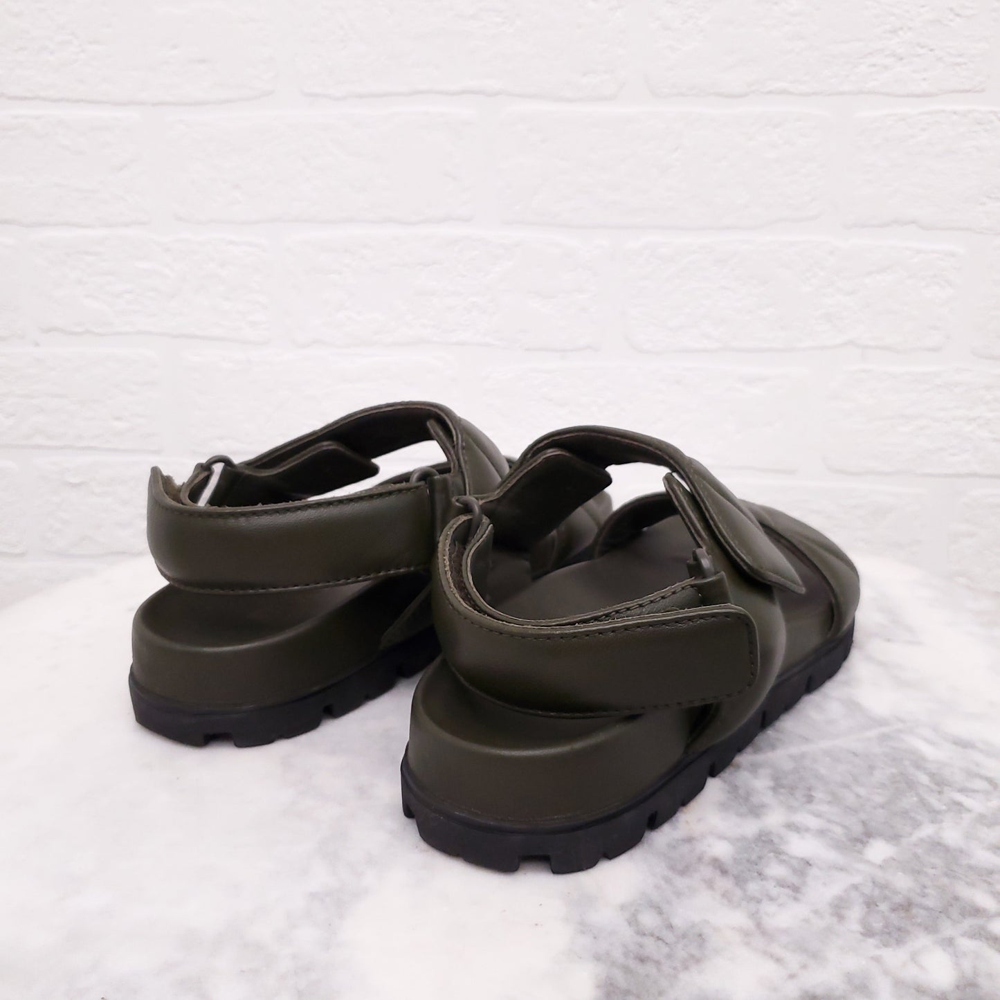 PRADA LOGO GREEN DAD SANDALS - SIZE 36.5