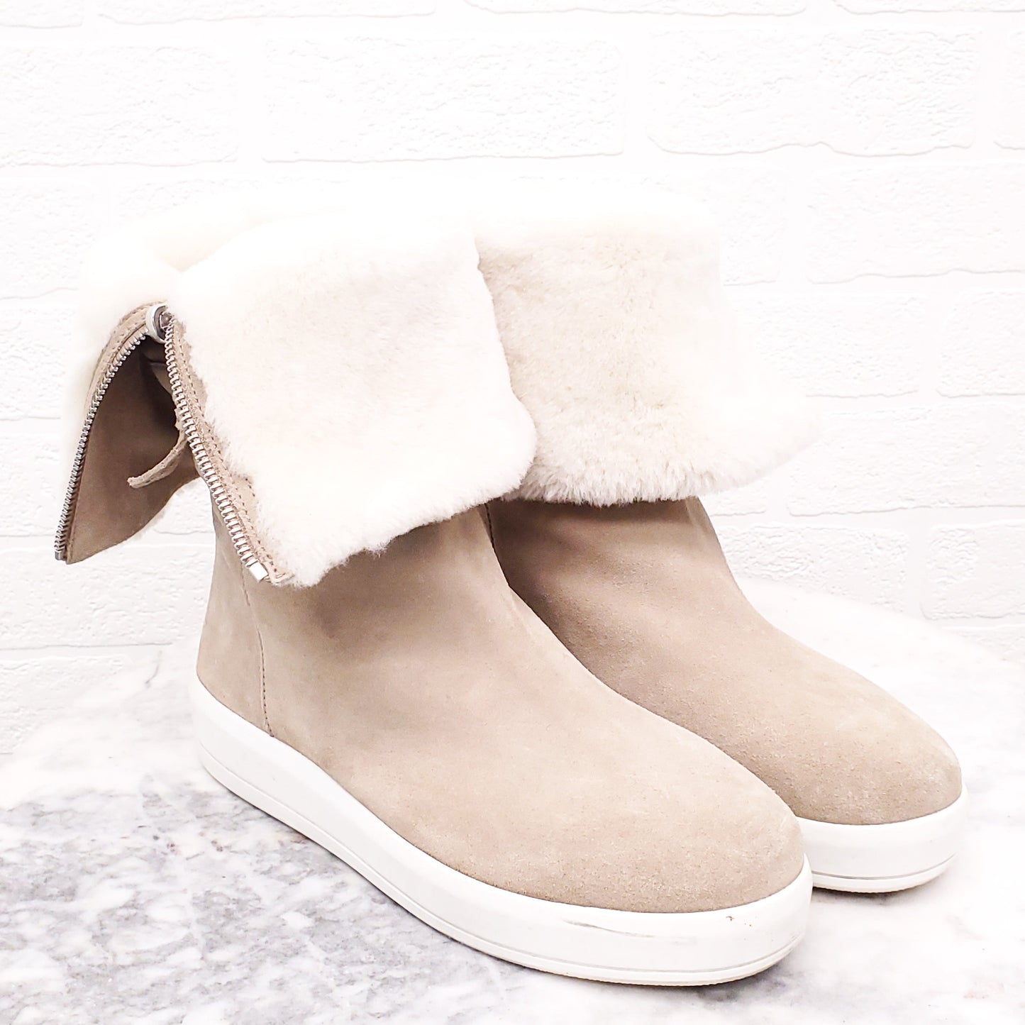 PRADA SPORT KHAKI SUEDE BOOTS WITH ZIPPER - SIZE 38.5