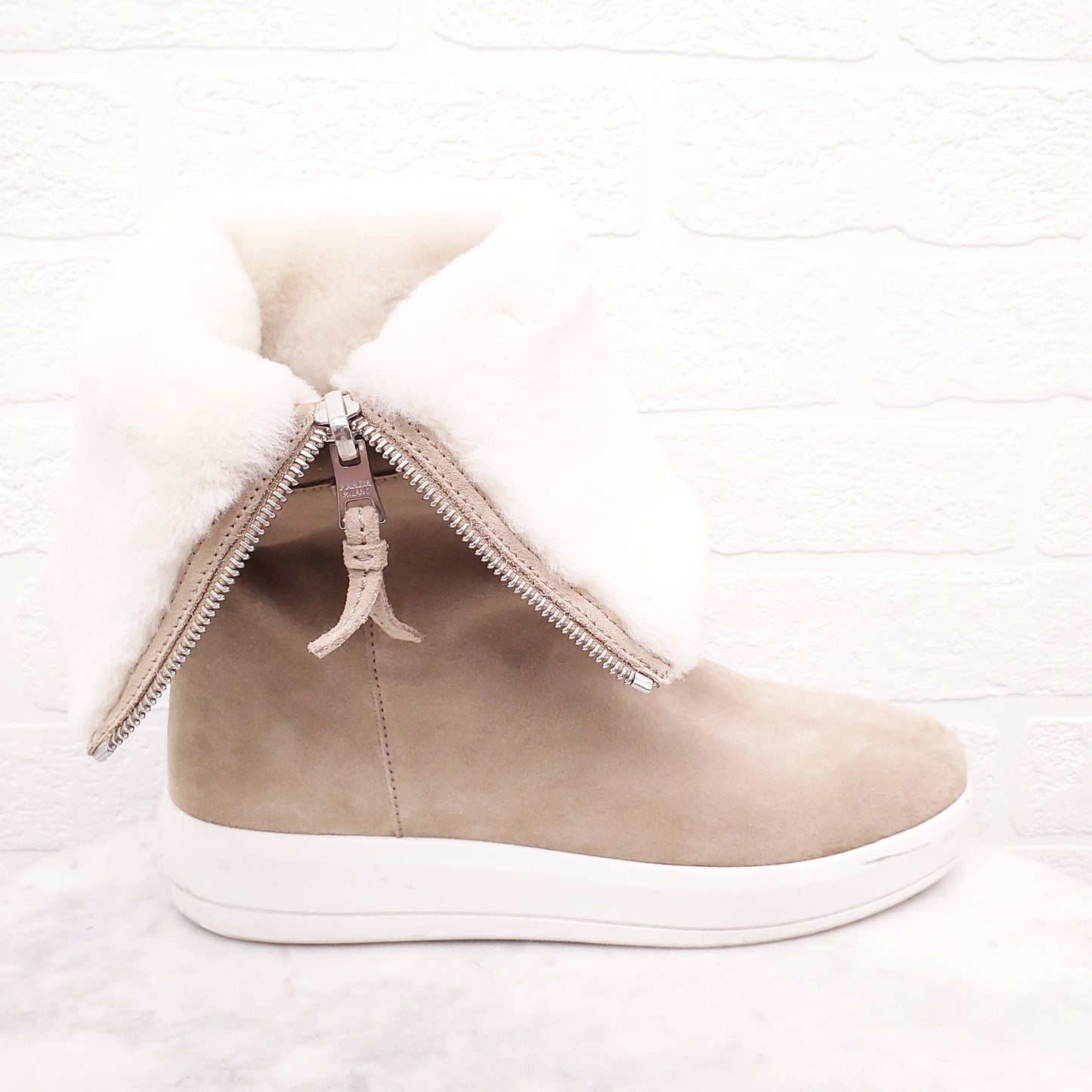 PRADA SPORT KHAKI SUEDE BOOTS WITH ZIPPER - SIZE 38.5