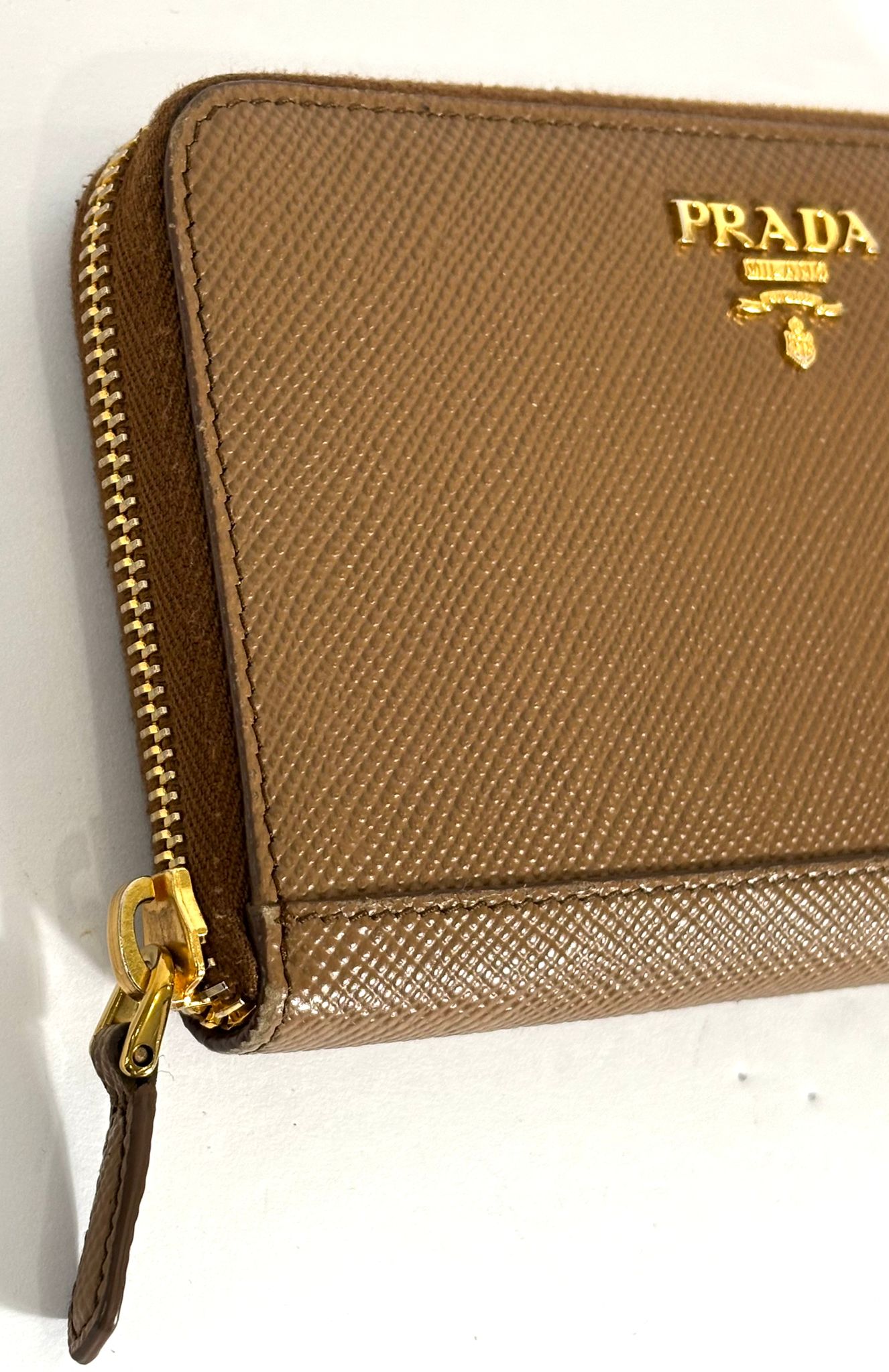 PRADA SAFFIANO LEATHER ZIP AROUND WALLET