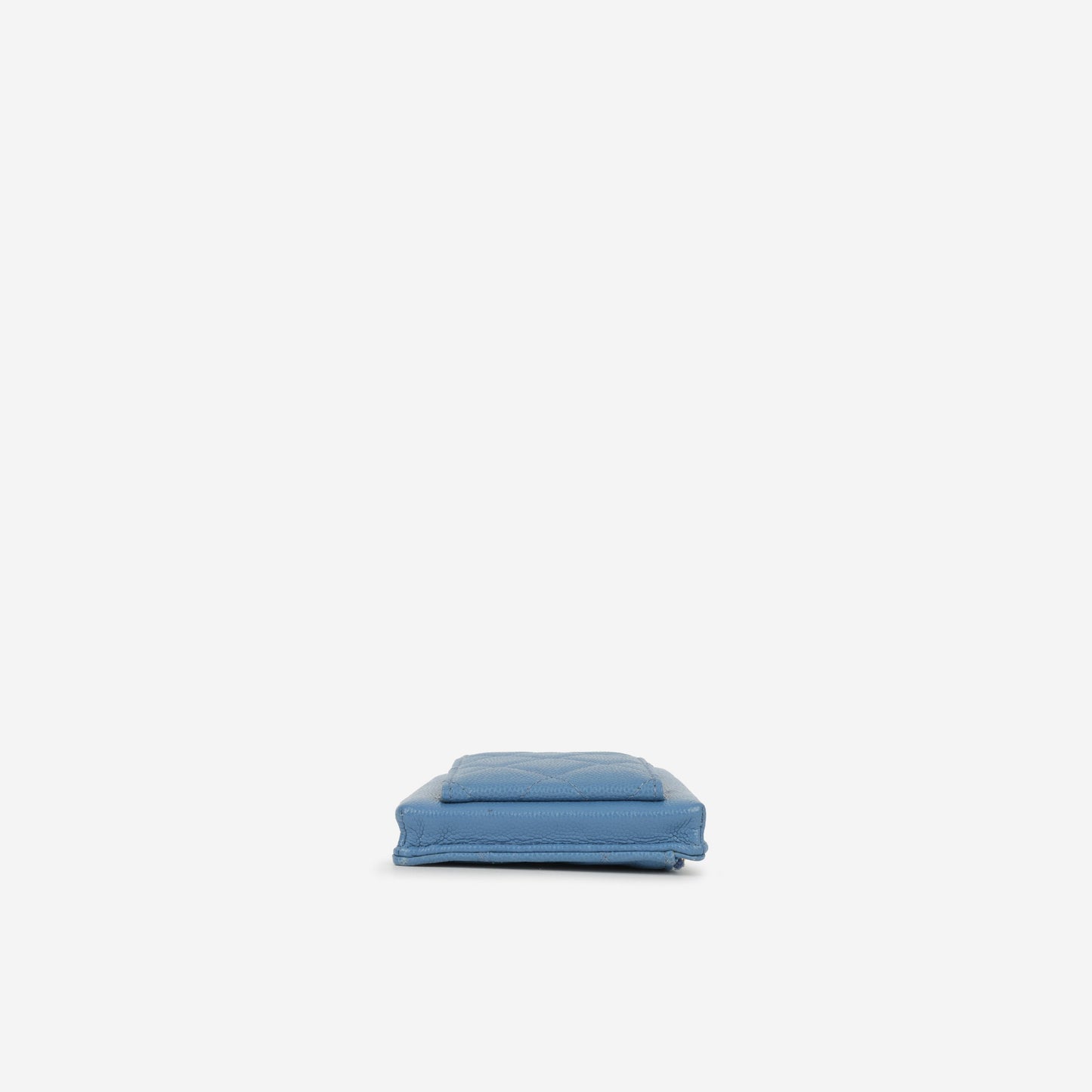 Chanel CC Phone Holder - Blue Caviar | Champagne Gold Hardware