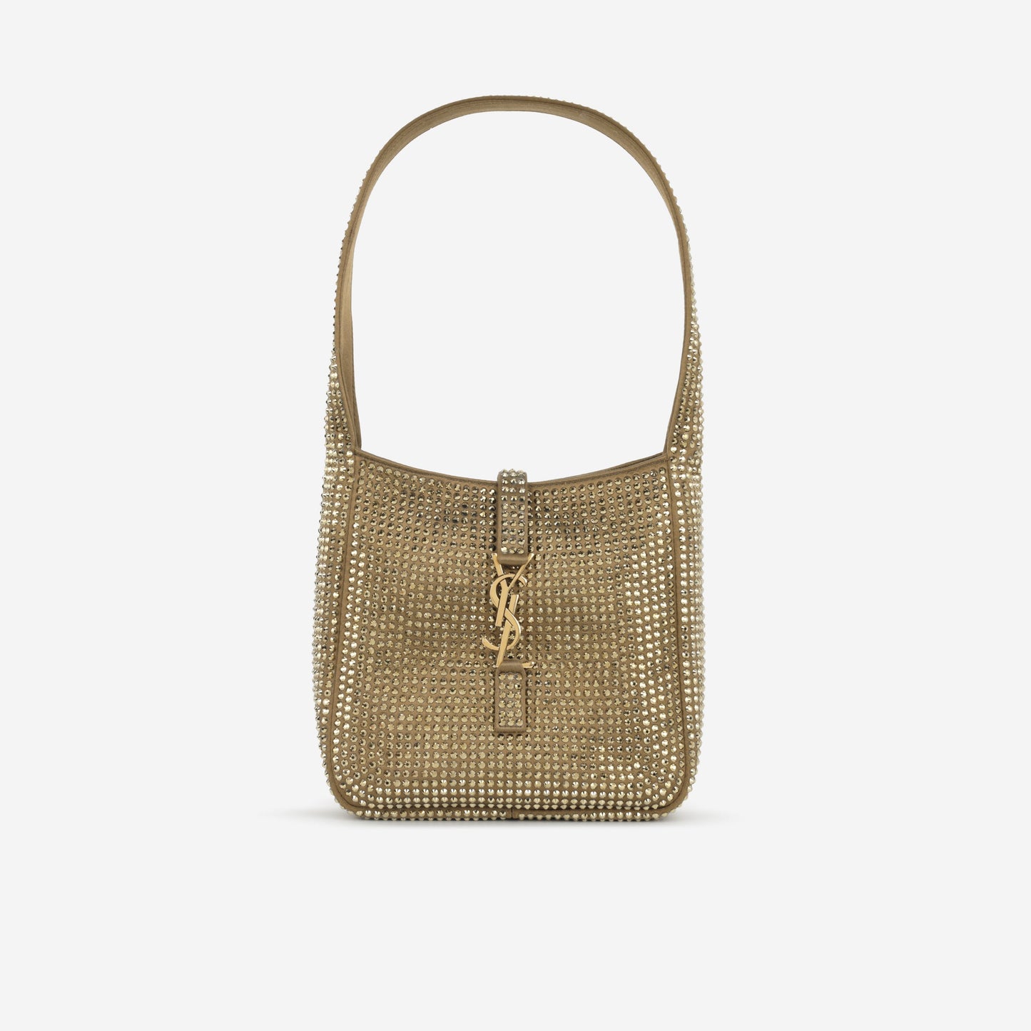 Saint Laurent Mini Le 5 a 7 - Gold Crystal Embellished Satin | Gold Hardware