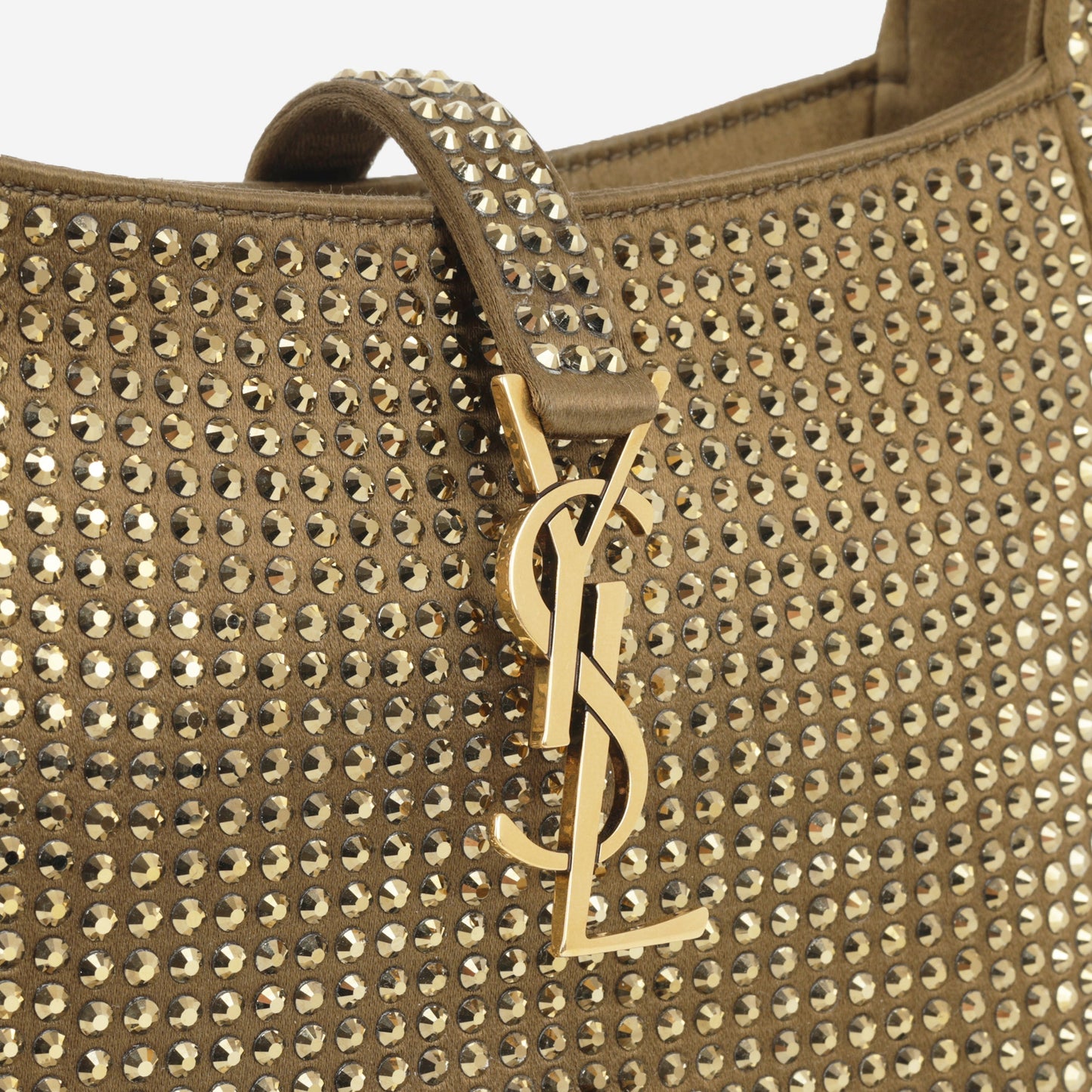 Saint Laurent Mini Le 5 a 7 - Gold Crystal Embellished Satin | Gold Hardware