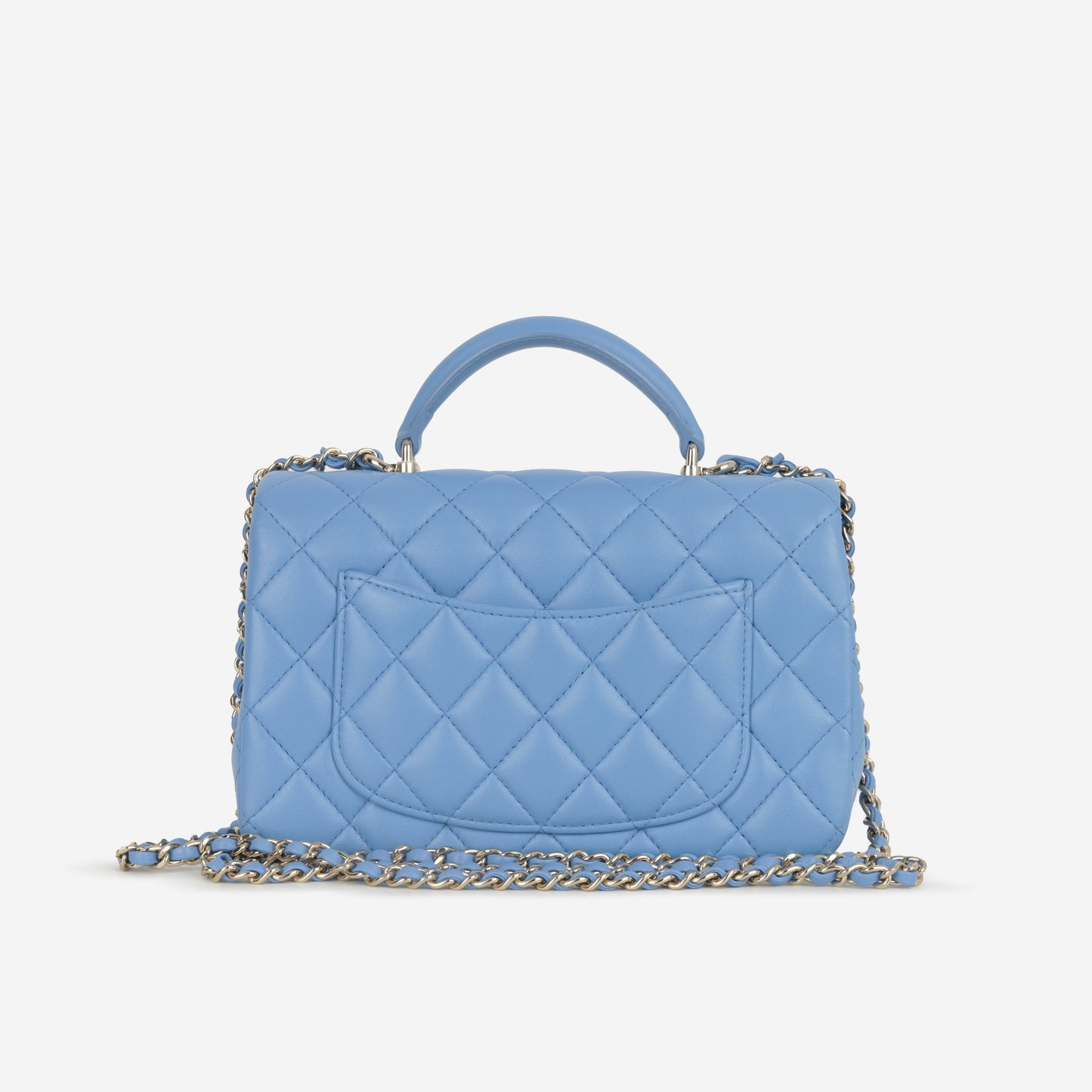 Chanel Mini Top Handle Flap - Blue Lambskin | Champagne Gold Hardware
