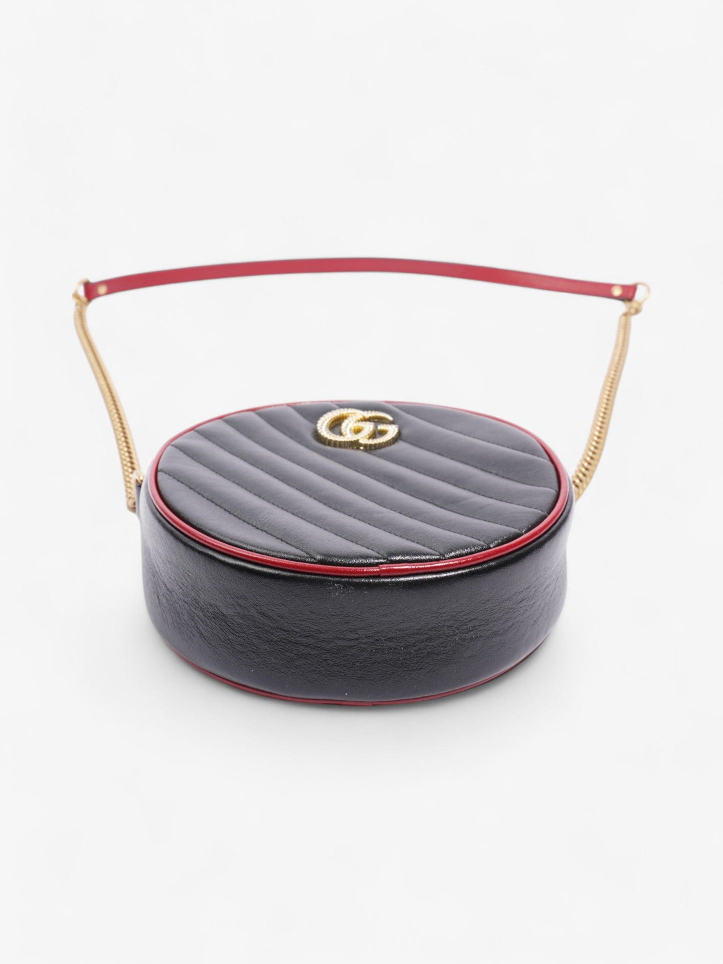 Gucci GG Marmont Round Black / Red Matelasse Leather