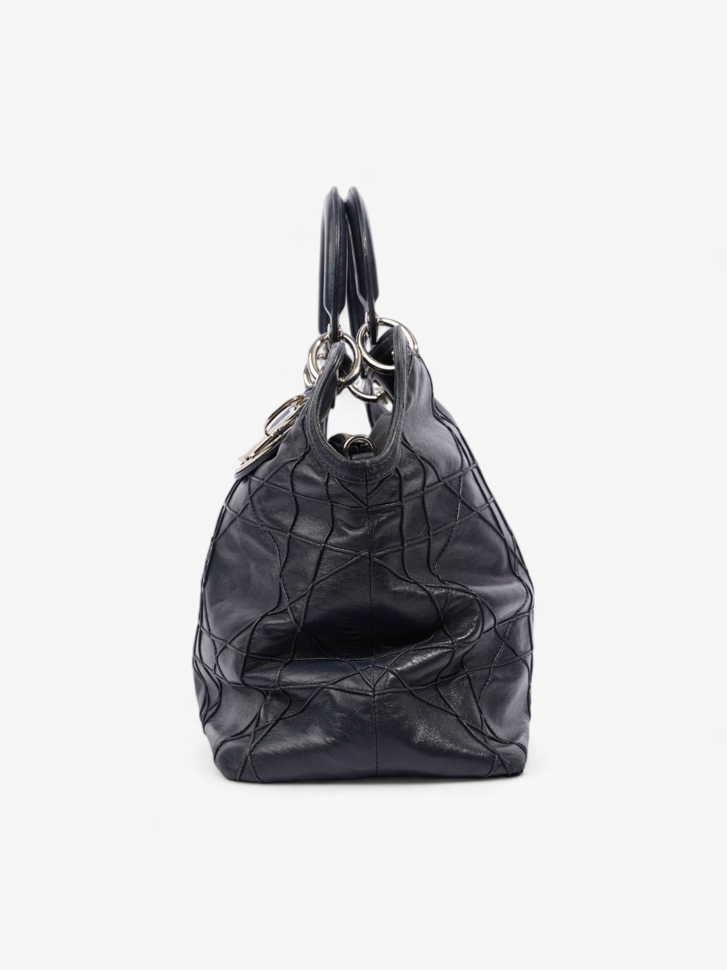 Christian Dior Granville Bag Navy Blue Leather Medium
