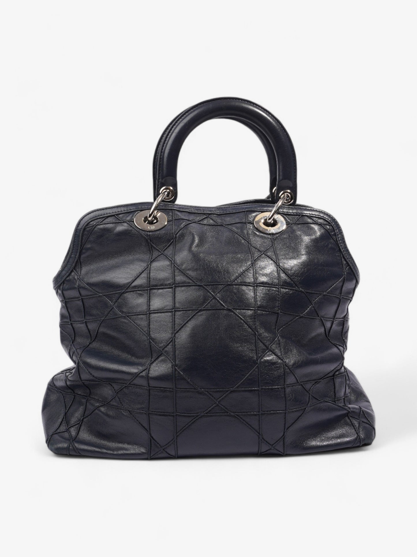 Christian Dior Granville Bag Navy Blue Leather Medium