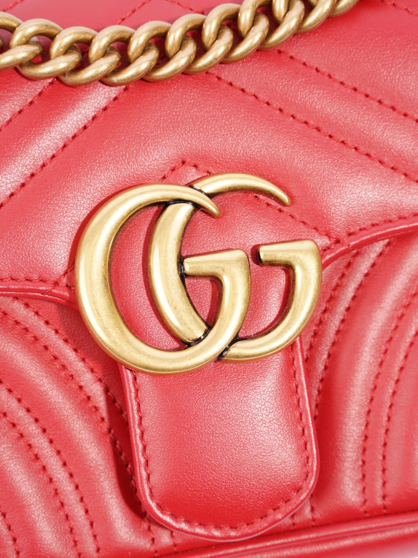 Gucci GG Marmont Red Matelasse Leather Mini