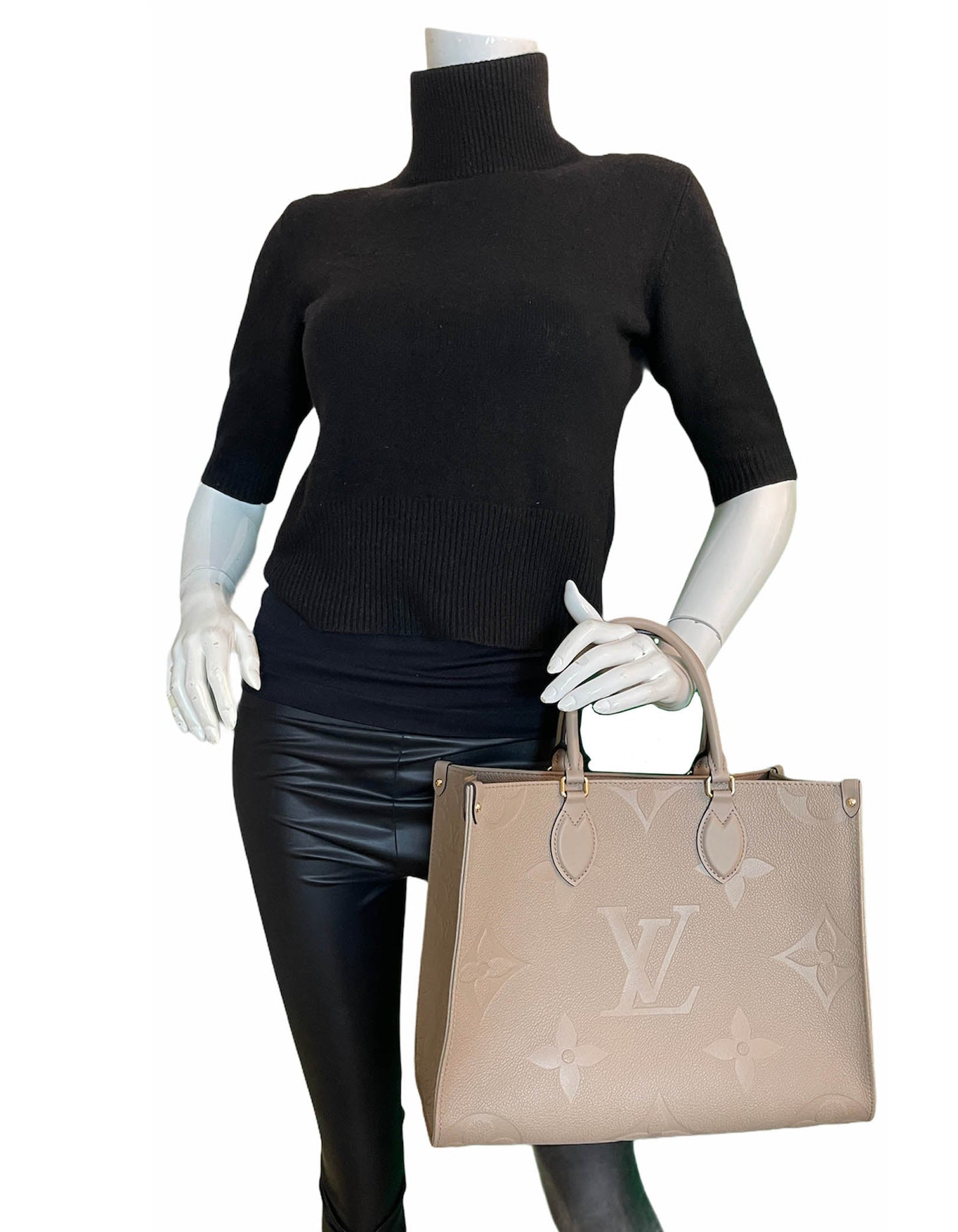 Louis Vuitton Beige Tourterelle Monogram Empreinte Onthego MM Tote Bag
