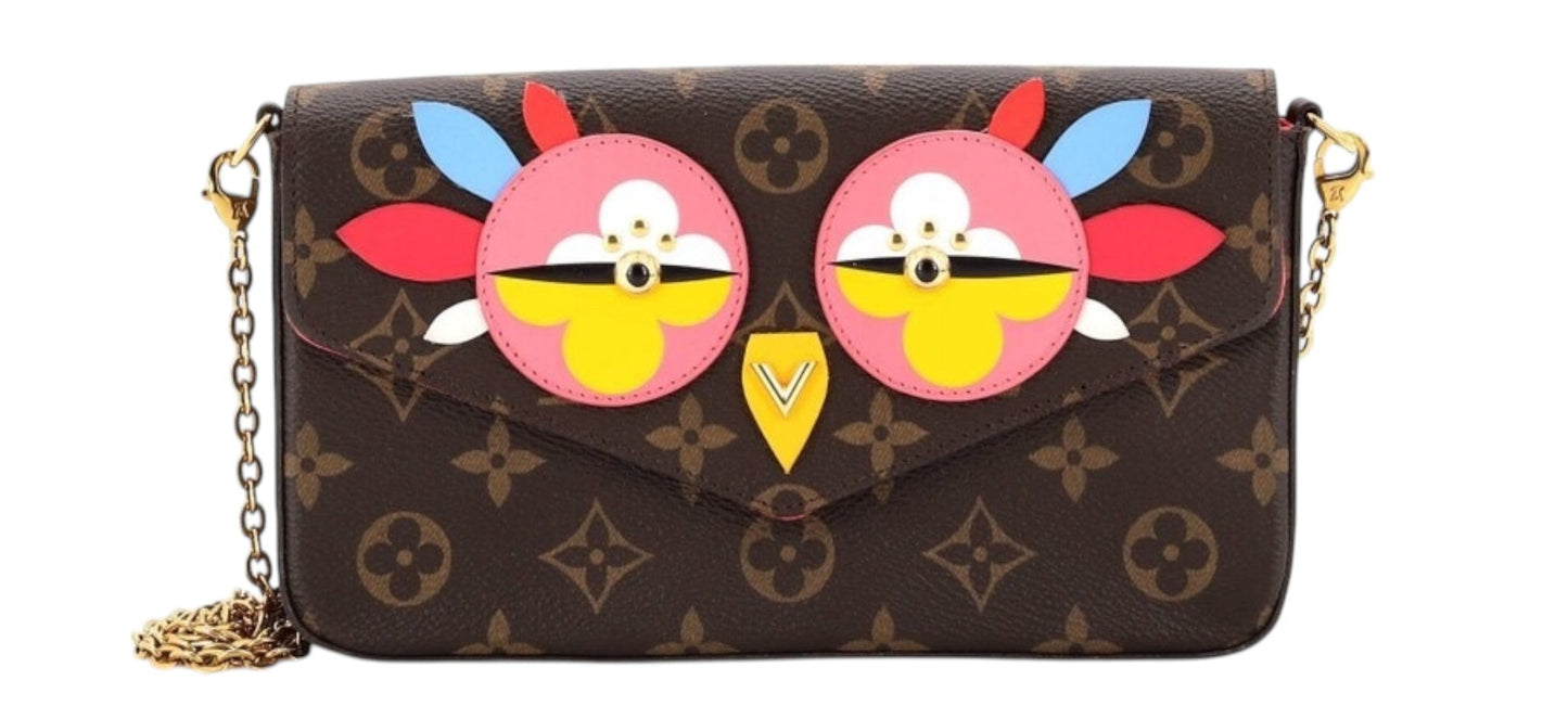 Louis Vuitton Brown Monogram Canvas Lovely Birds Pochette Felicie Bag