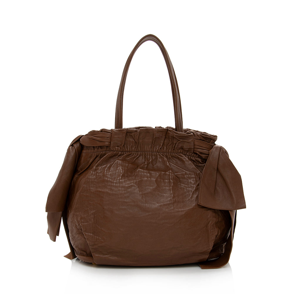 Prada Nappa Antique Bow Satchel  - FINAL SALE (SHF-15430)