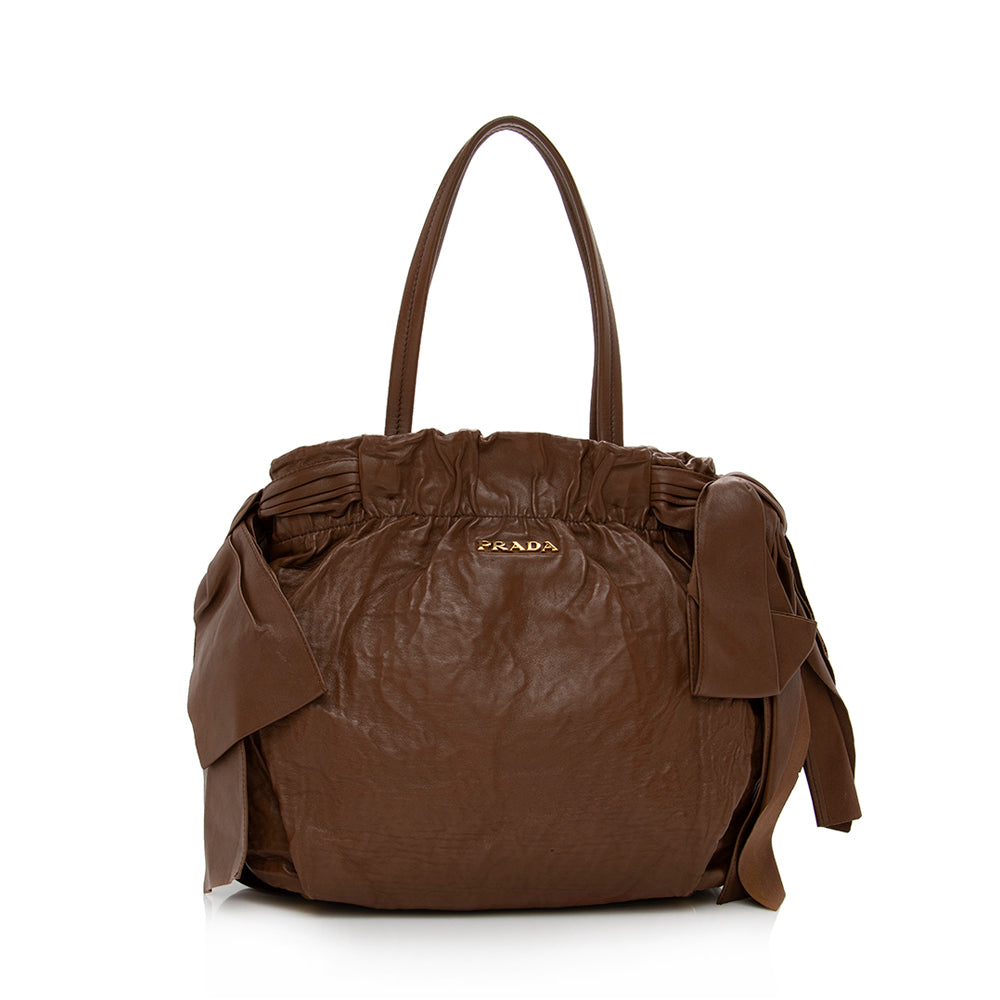 Prada Nappa Antique Bow Satchel  - FINAL SALE (SHF-15430)